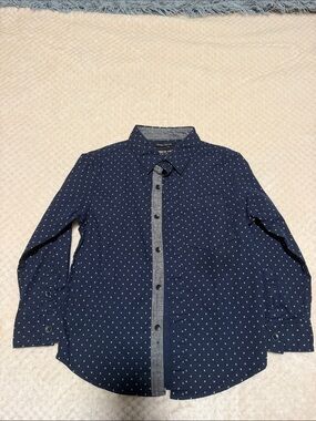 Kenneth Cole New York Navy Micro-Print Button-Down Shirt Boys Size 5